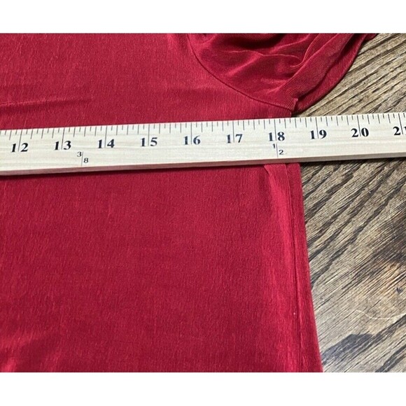 Chicos Travelers Top Womens Size 2 US Large 12 Tunic Red Wrinkle Free Side Tie - Picture 6 of 9